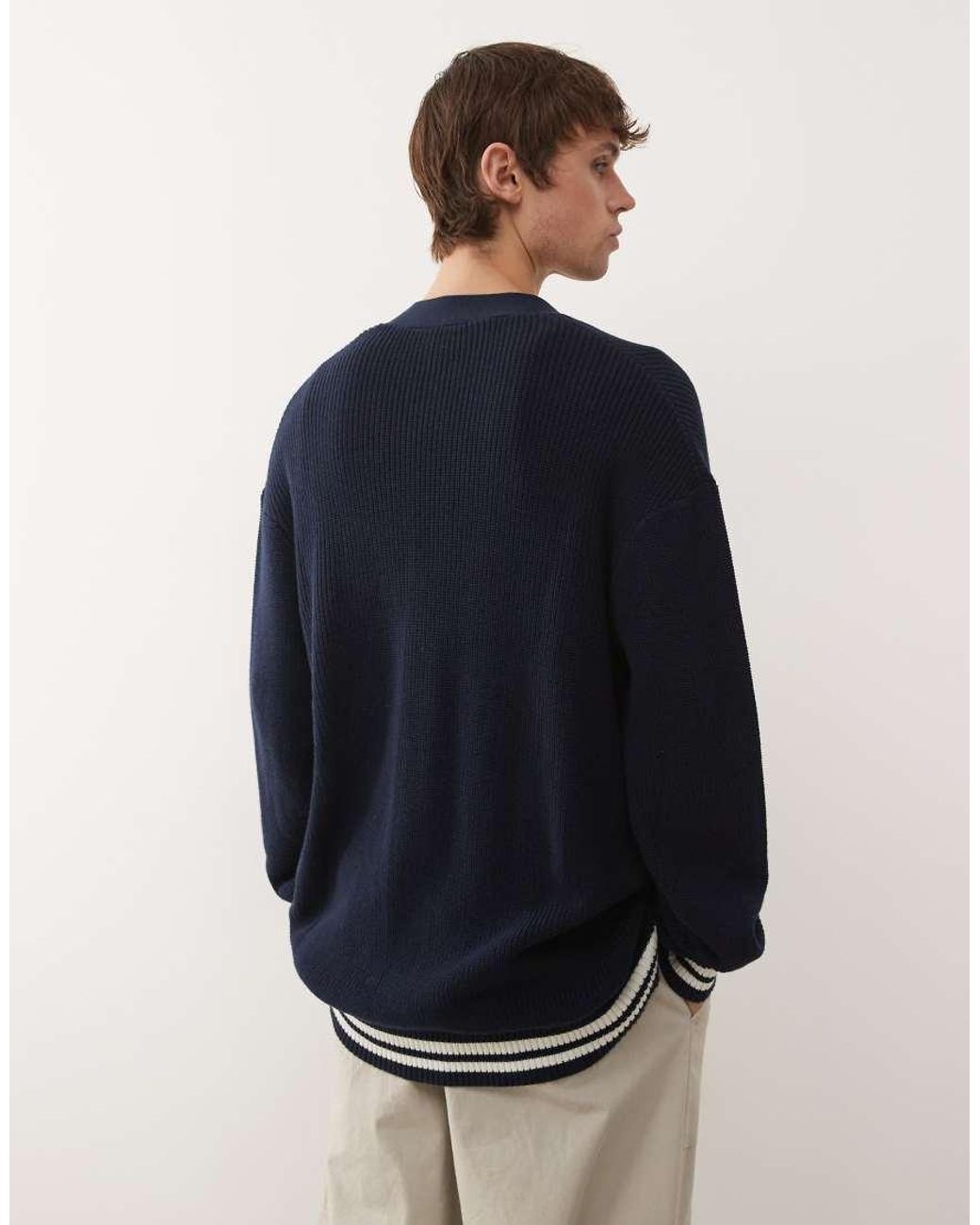 KTZ Blue Ny Yankees Collegiate Script Button Up Cardigan for men