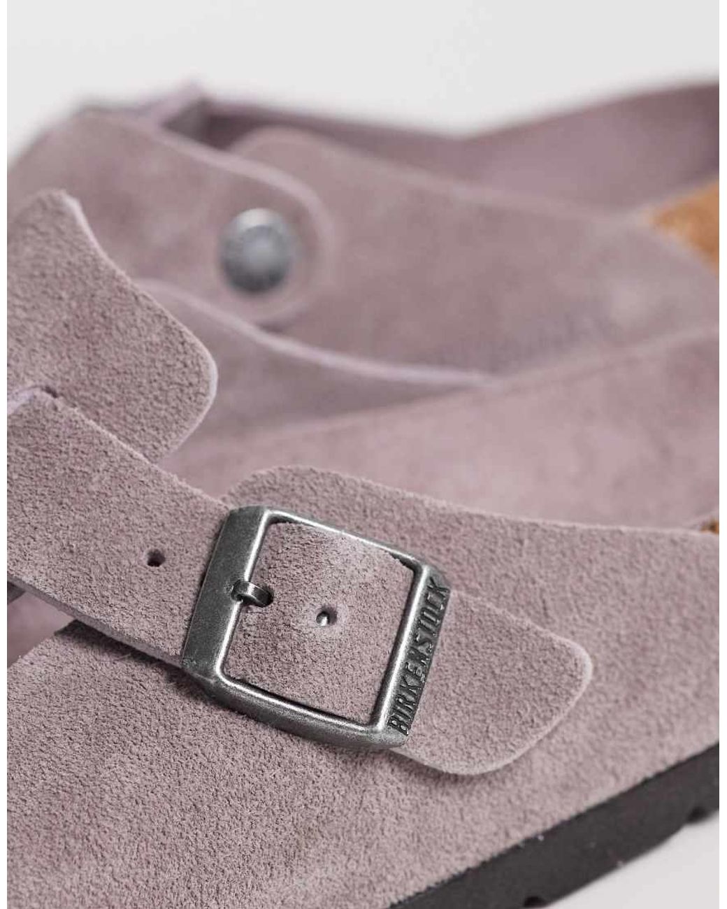 Birkenstock Gray Boston Suede Clogs