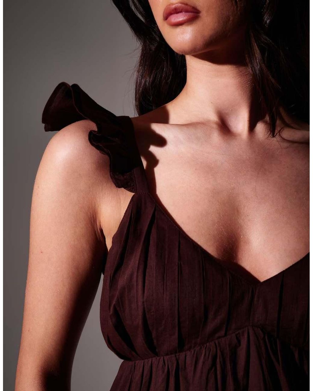 South Beach Brown Frill Sleeve Tiered Maxi Dress