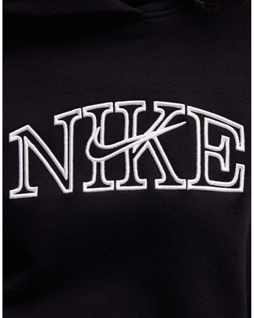 Nike Black Studio Fleece Mid-weight Oversized Hoodie With Logo