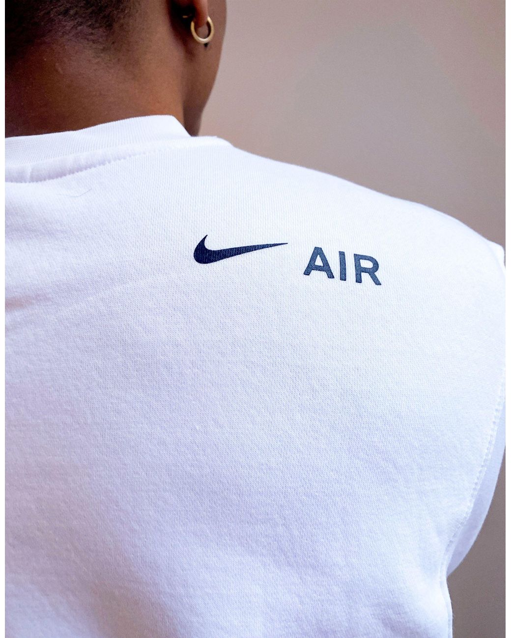 nike repeat pack logo taping crew neck sweat in grey