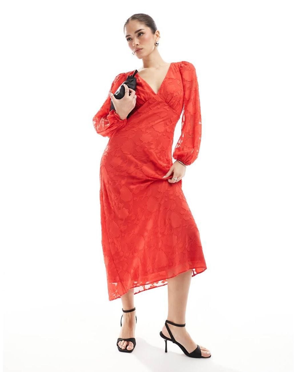 knee length dresses for ladies Green Melba Print Long Sleeve Midi Dress main image 0