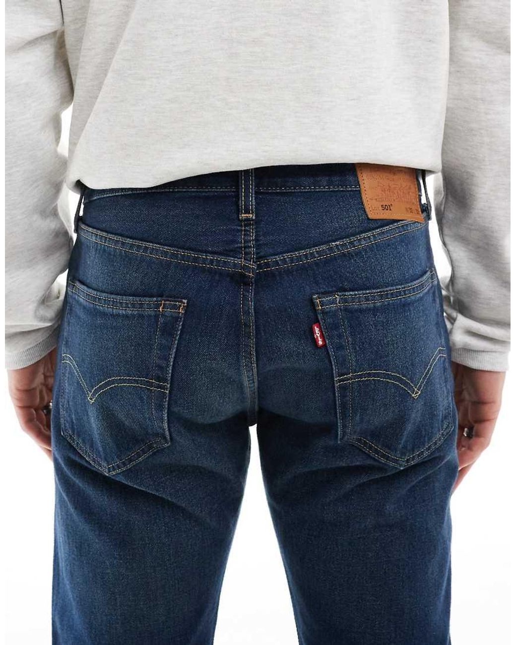 Levi's White 501 Original Straight Jeans for men