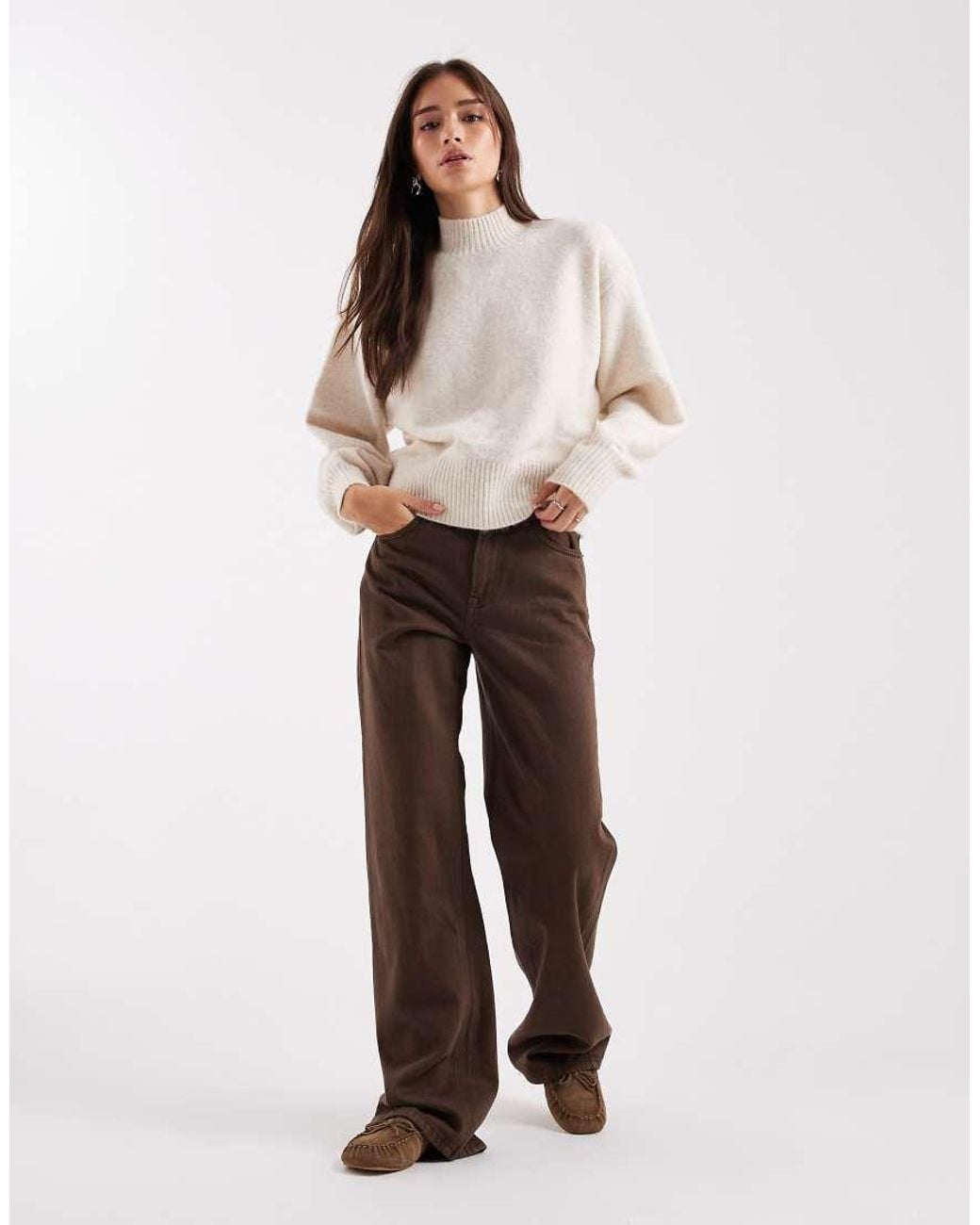 Monki Natural Knitted Turtleneck Jumper