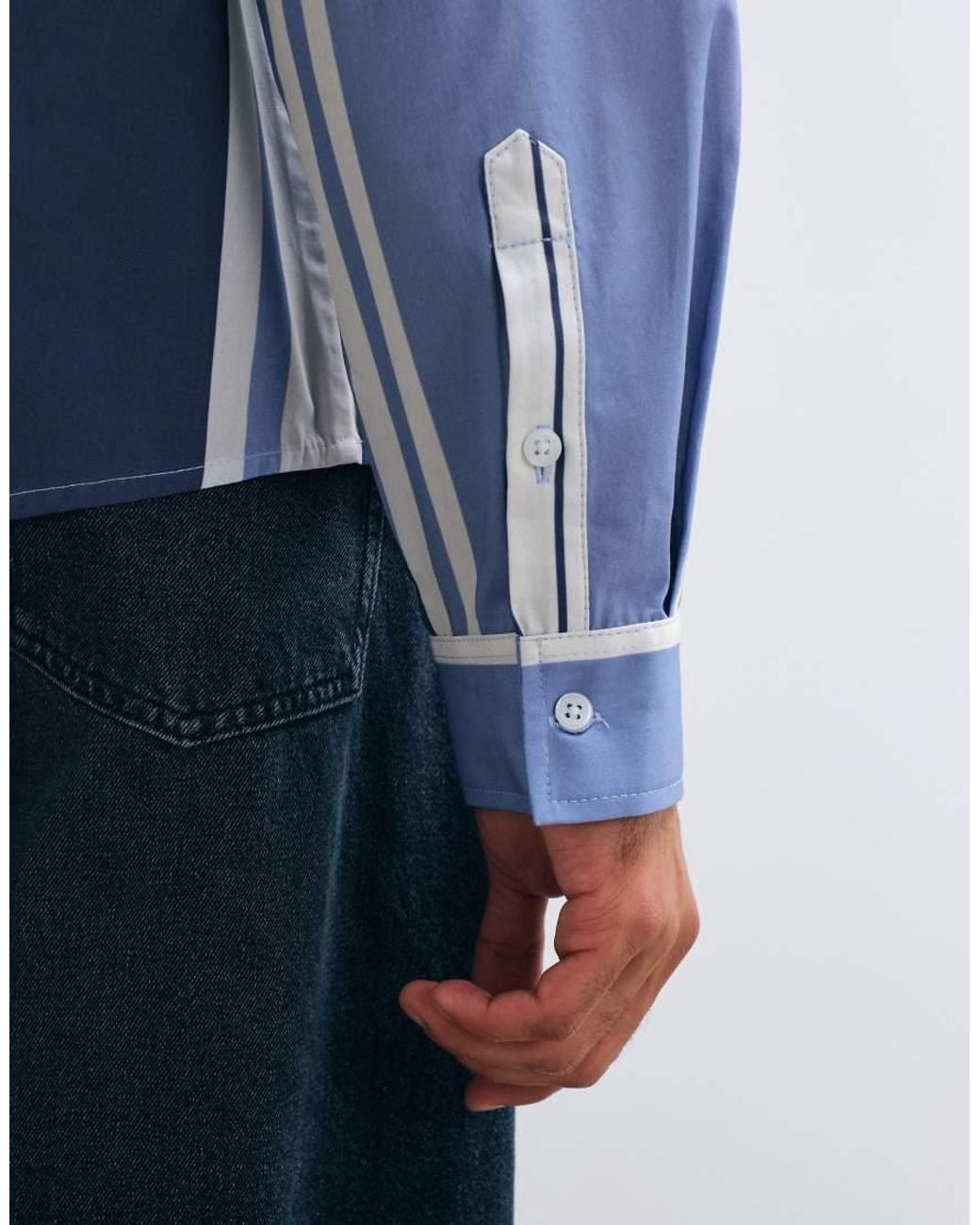 ASOS Blue Oversized Poplin Stripe Shirt for men