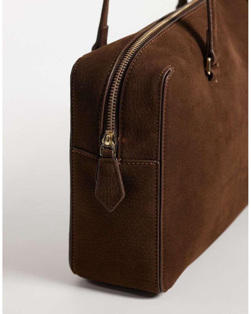 ASOS Brown Faux Suede Bowler Bag