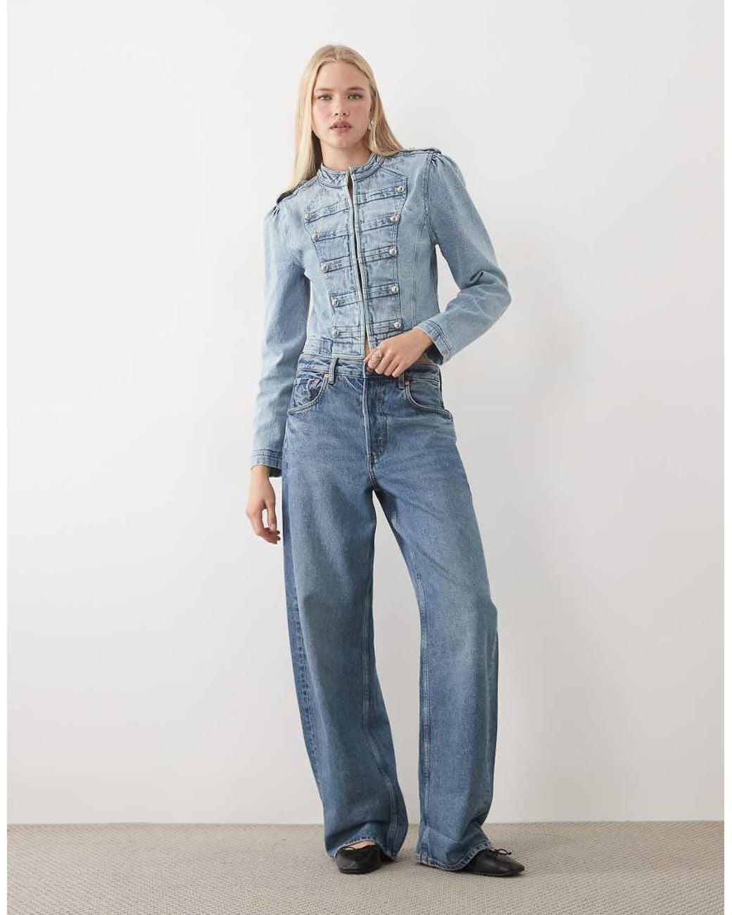 Miss Selfridge Blue Denim Mandarin Inspired Jacket