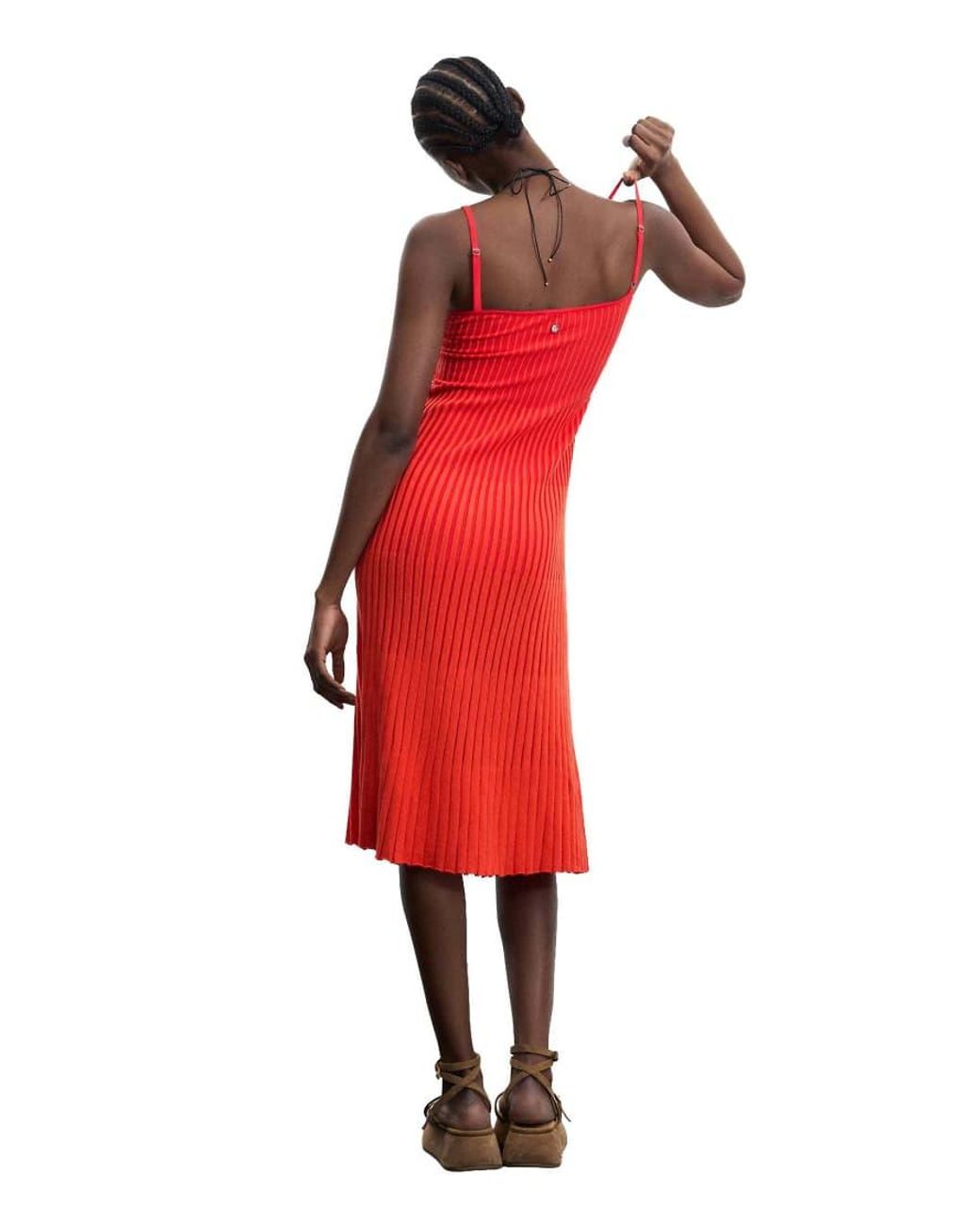 Desigual Red Strappy Dress 100% Cotton
