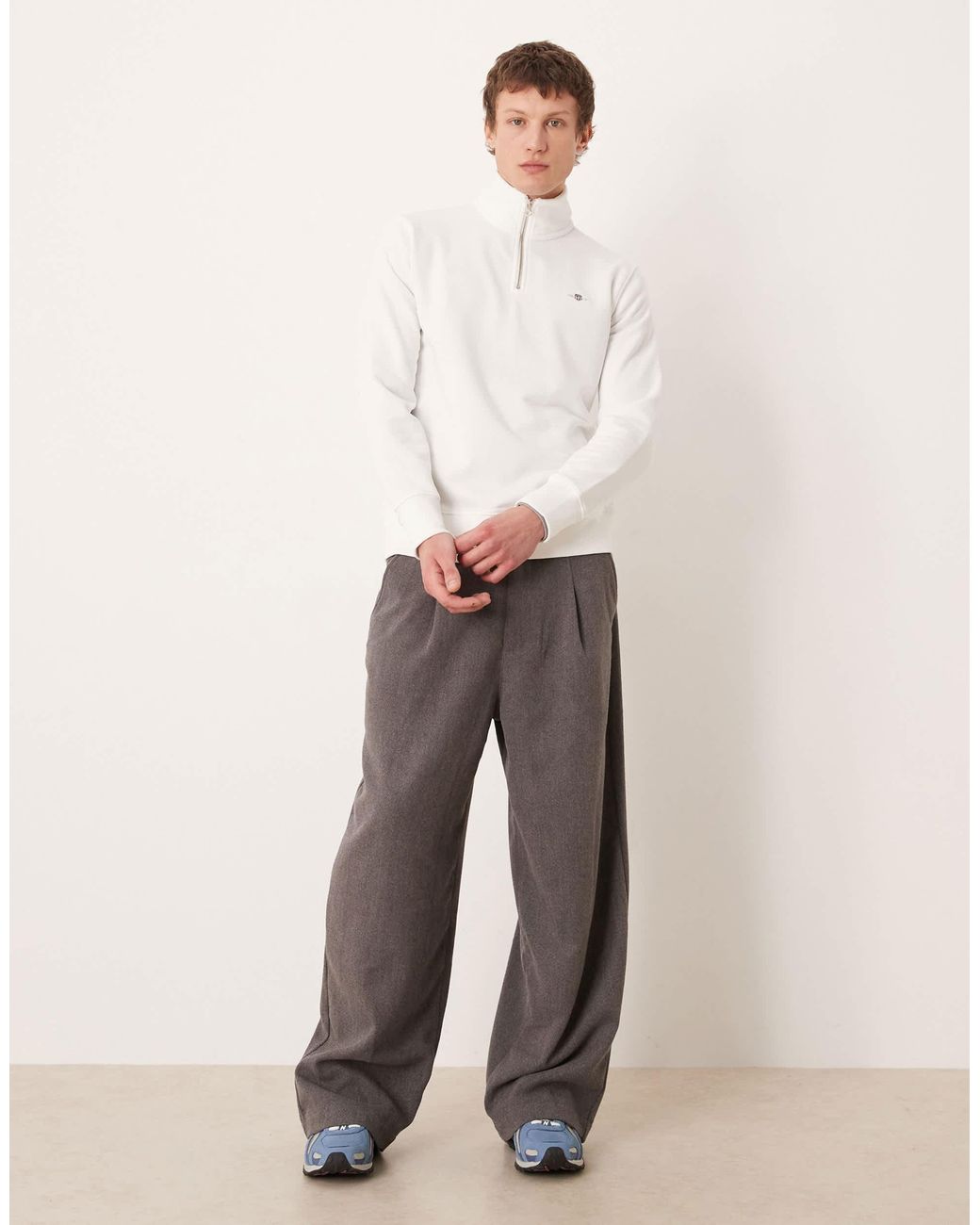 Gant Pullover mit viertelreißverschluss in Natural für Herren