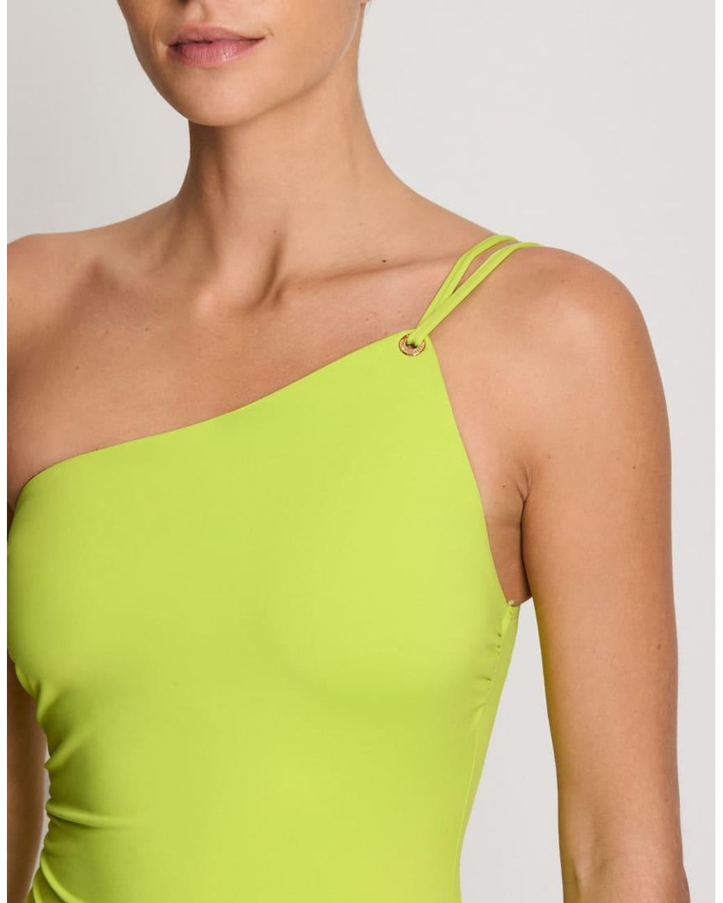 Ralph Lauren Green Double Strap One Shoulder Swimsuit
