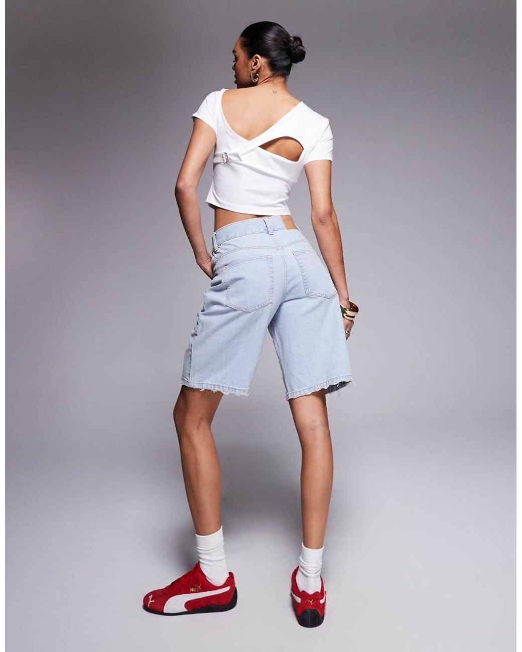Liquor N Poker White Off The Shoulder Cut Out Top With Back Buckle Detail