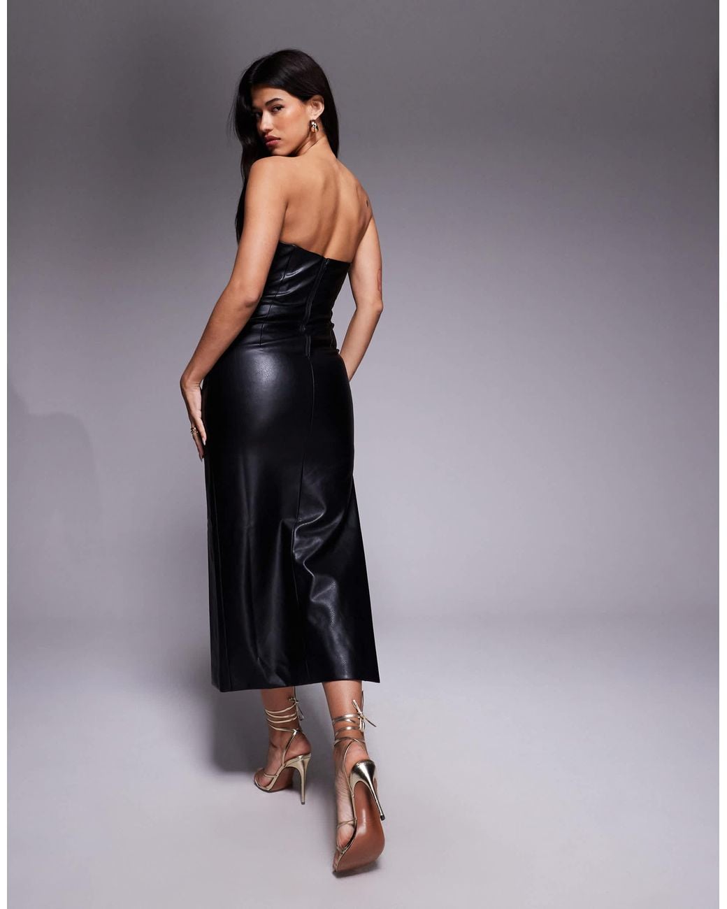 Bardot Eleni Faux Leather Midi Dress in Blue | Lyst