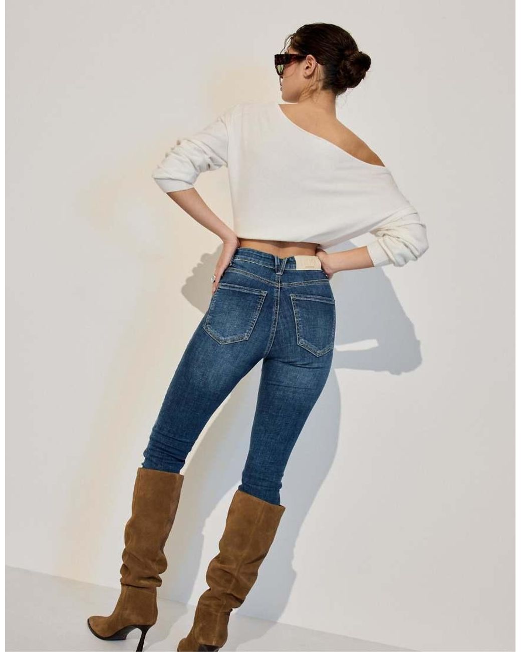 Stradivarius Blue D09 Skinny Super High-Waist Jeans