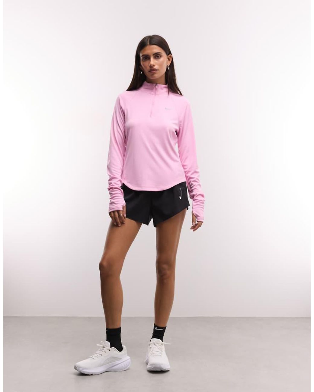 Nike Pink Tempo Dri-Fit Half Zip Long Sleeve T-Shirt