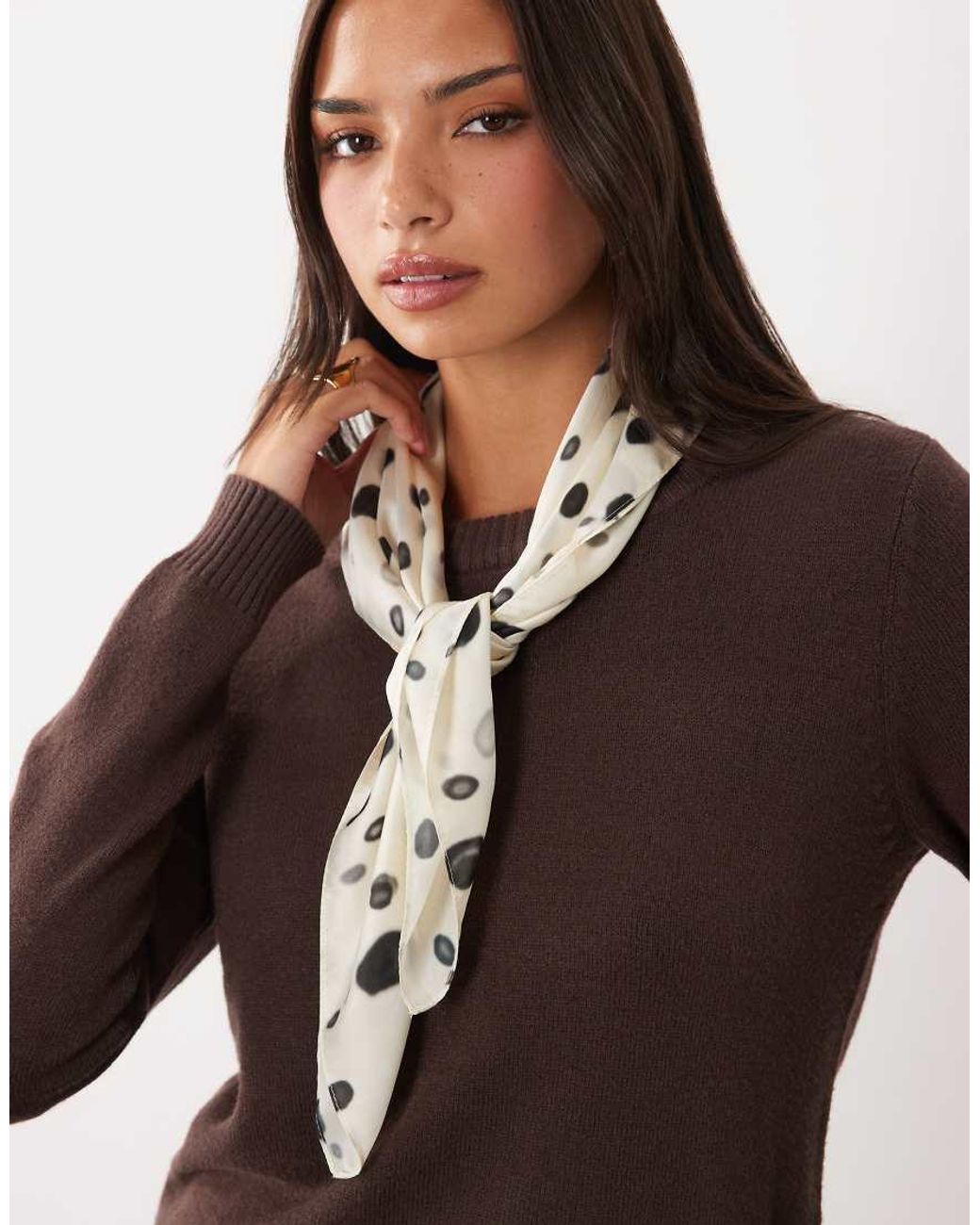 Gina Tricot Brown Satin Scarf