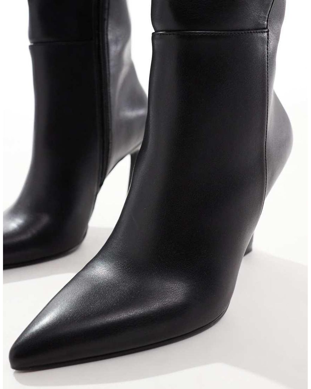 ASOS Black Wide Fit Charm Heeled Knee Boot