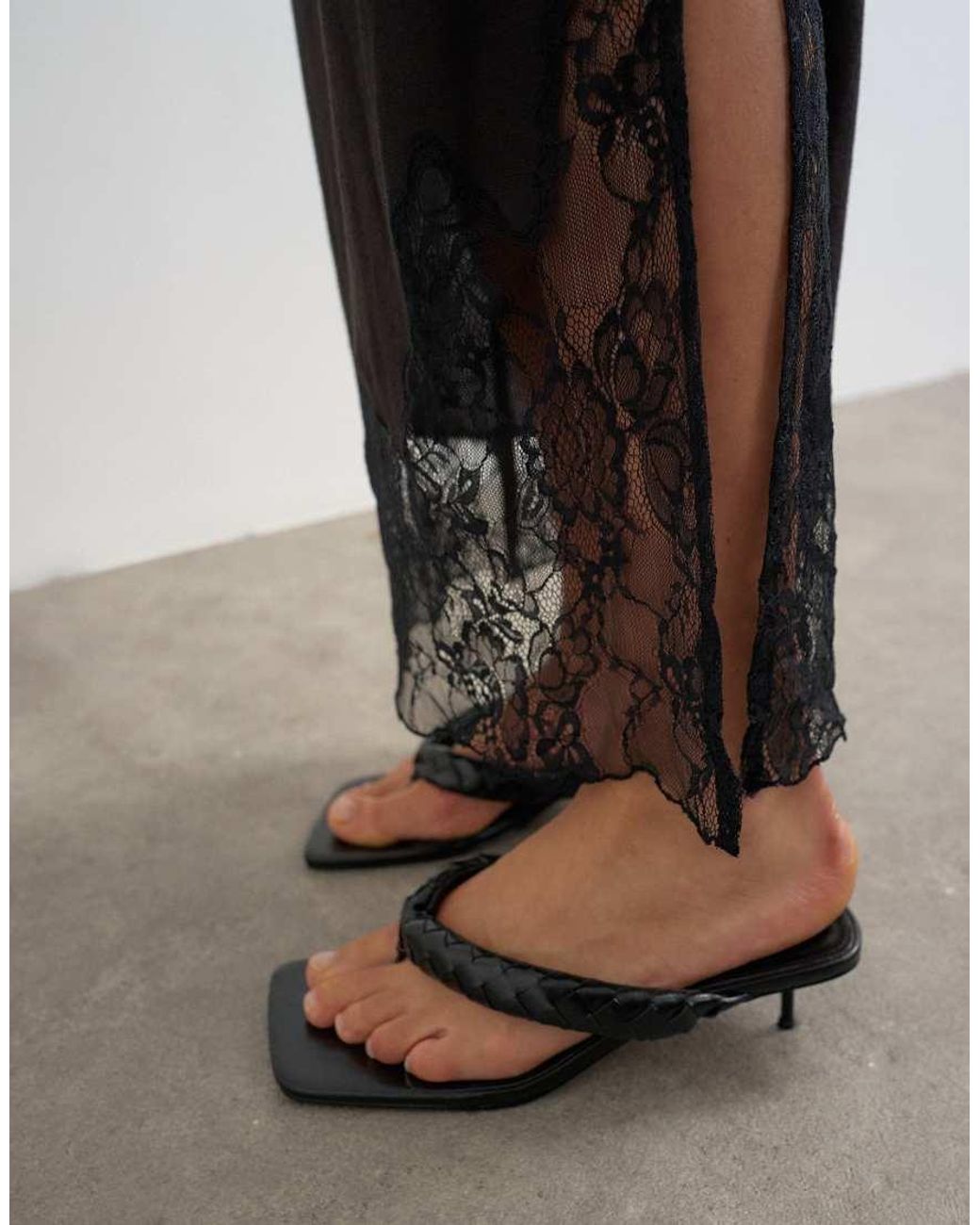 TOPSHOP White Lace Insert Column Maxi Skirt