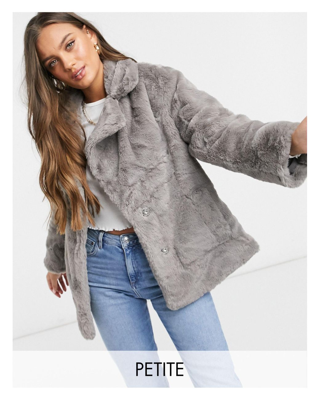 New Look Faux Fur Jacket in Gray | Lyst