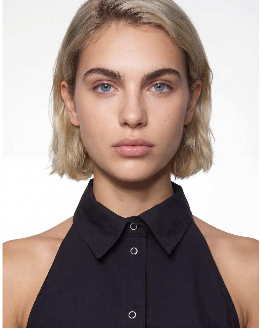 Weekday Black Sleeveless Button Down Shirt