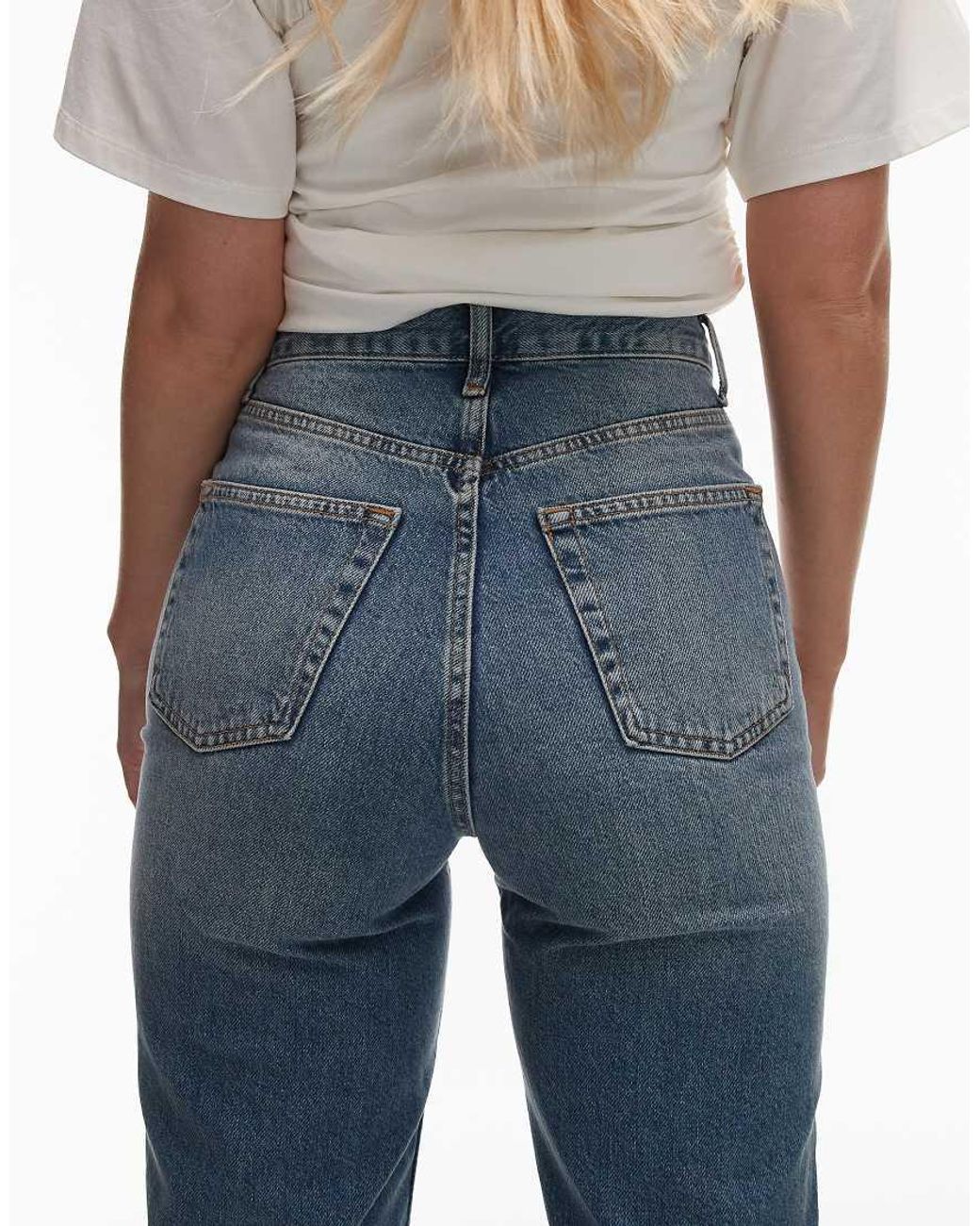 Topshop Hourglass Blue Kort High Rise Straight Jean
