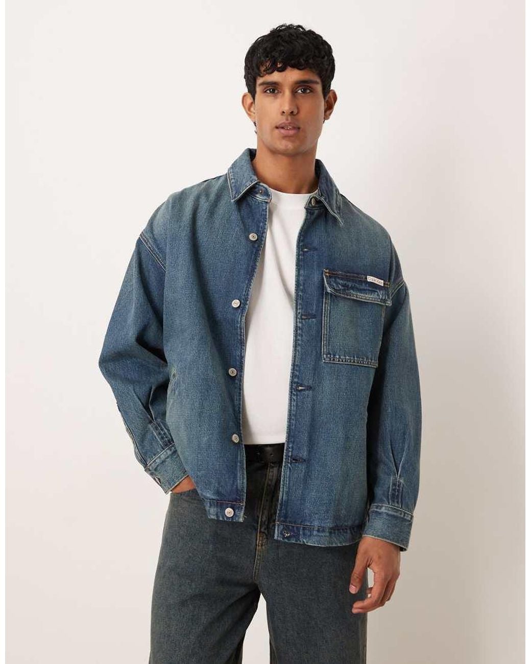 Calvin Klein Blue Oversized Denim Jacket for men