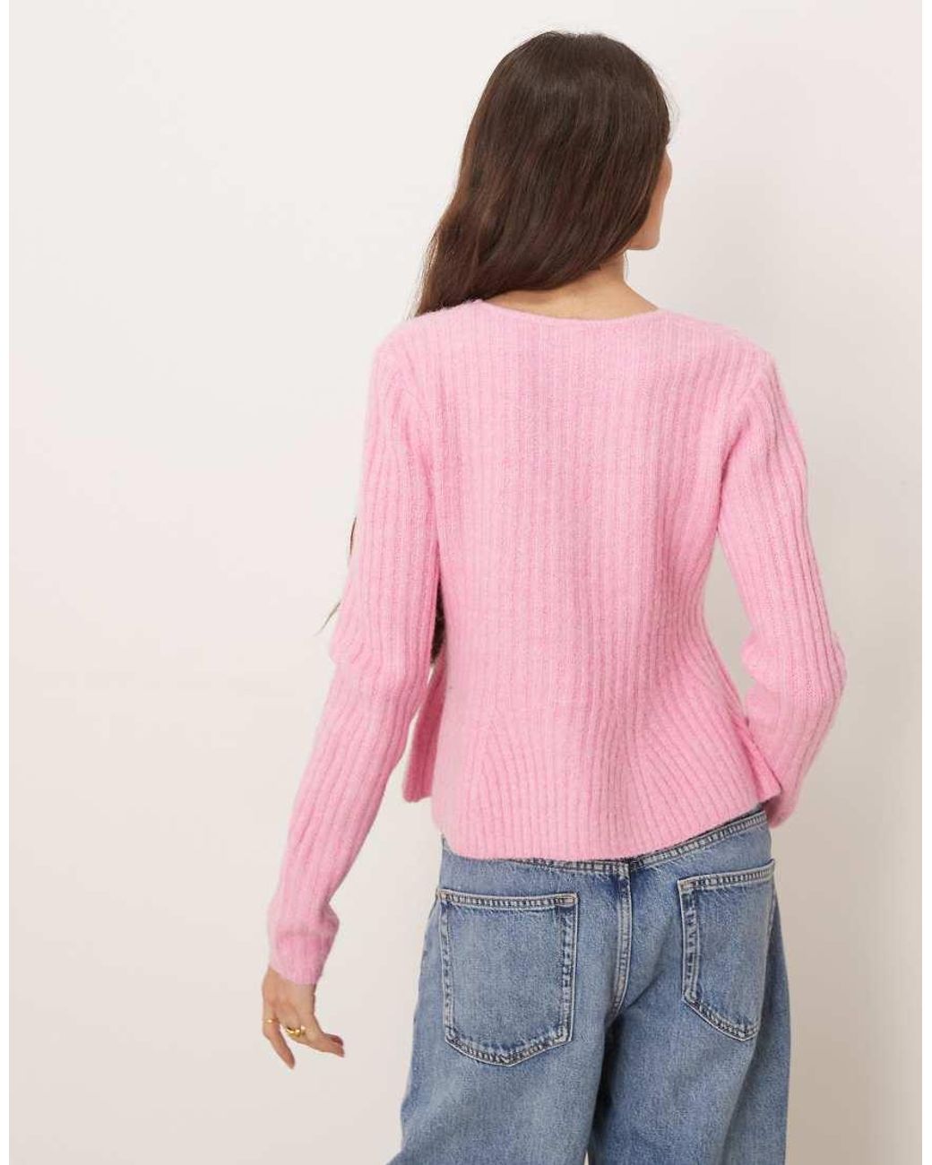 Y.A.S Pink Peplum Hem Structured Knitted Cardigan