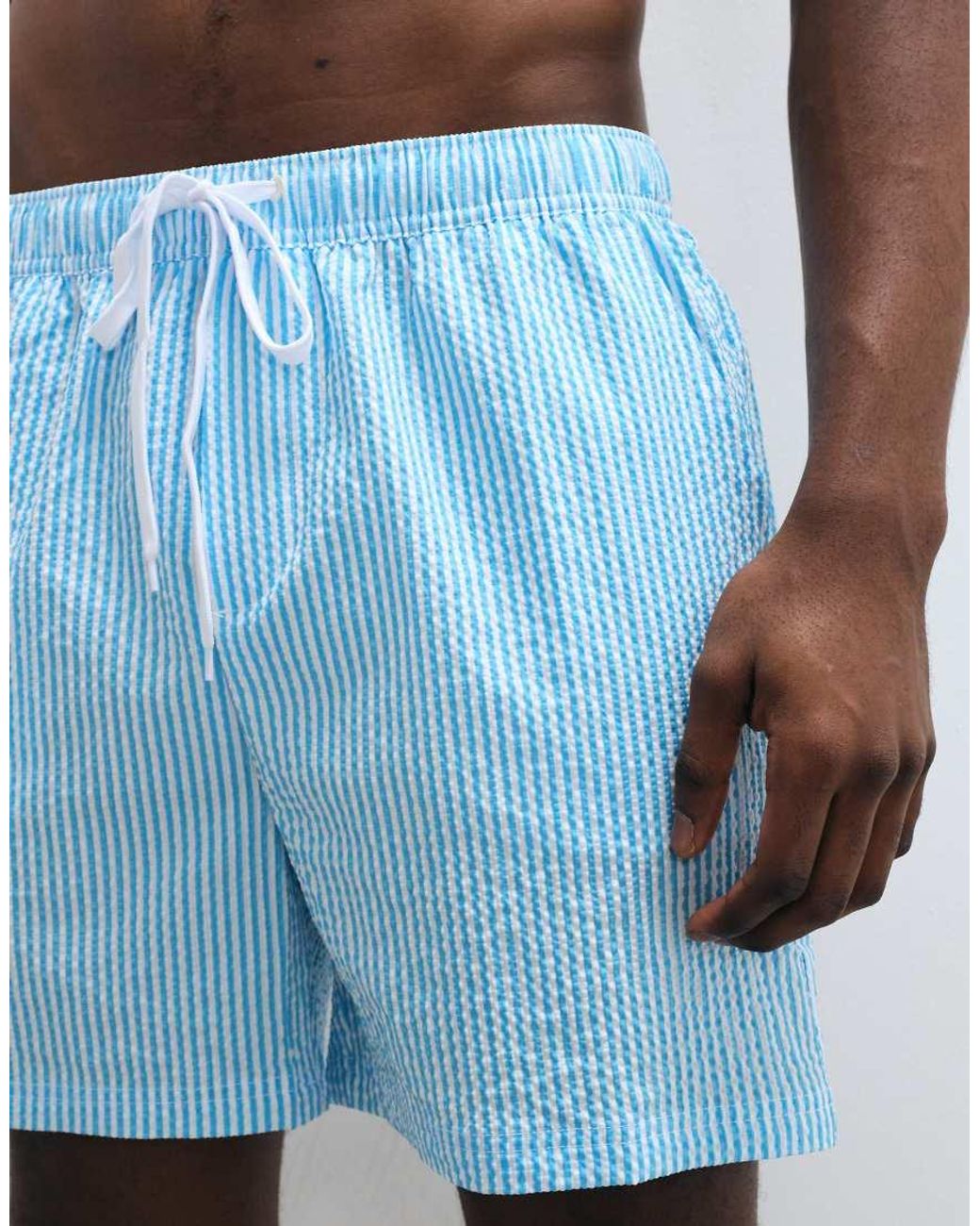Panos Emporio Blue Seersucker Swimshort for men
