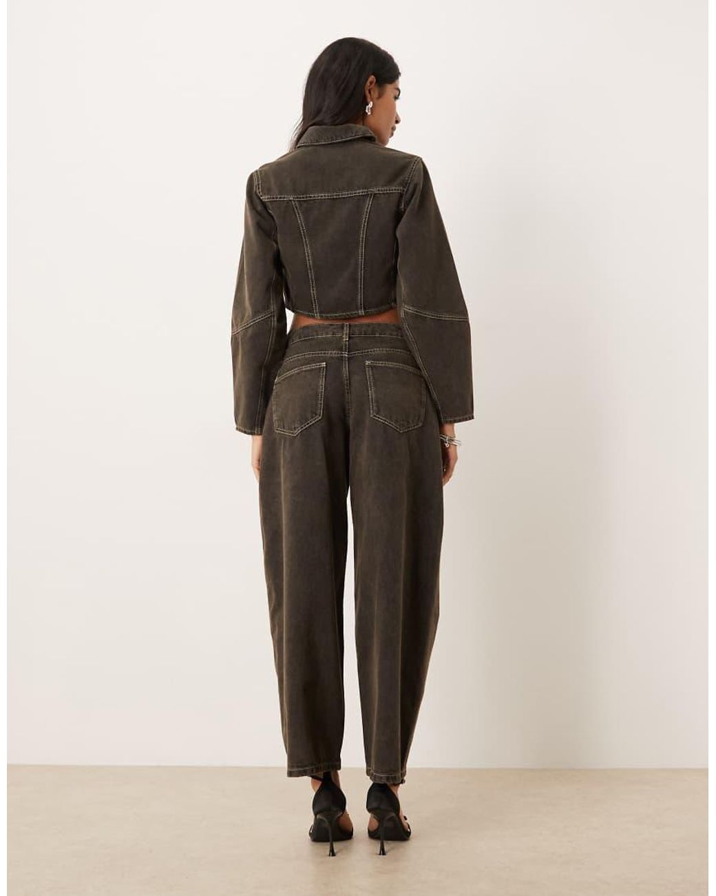 ASOS Natural Low Rise Barrel Jeans