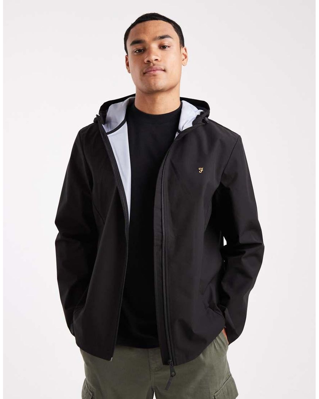 Farah Black Rhodes Hooded Jacket for men