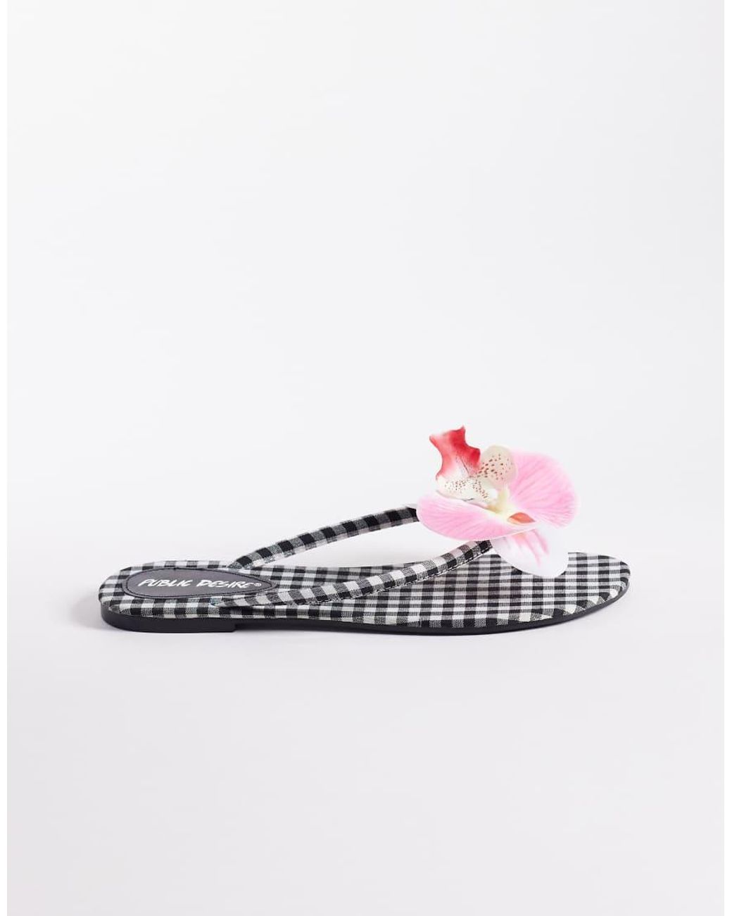Public Desire White Moko Flipflops With 3d Flower