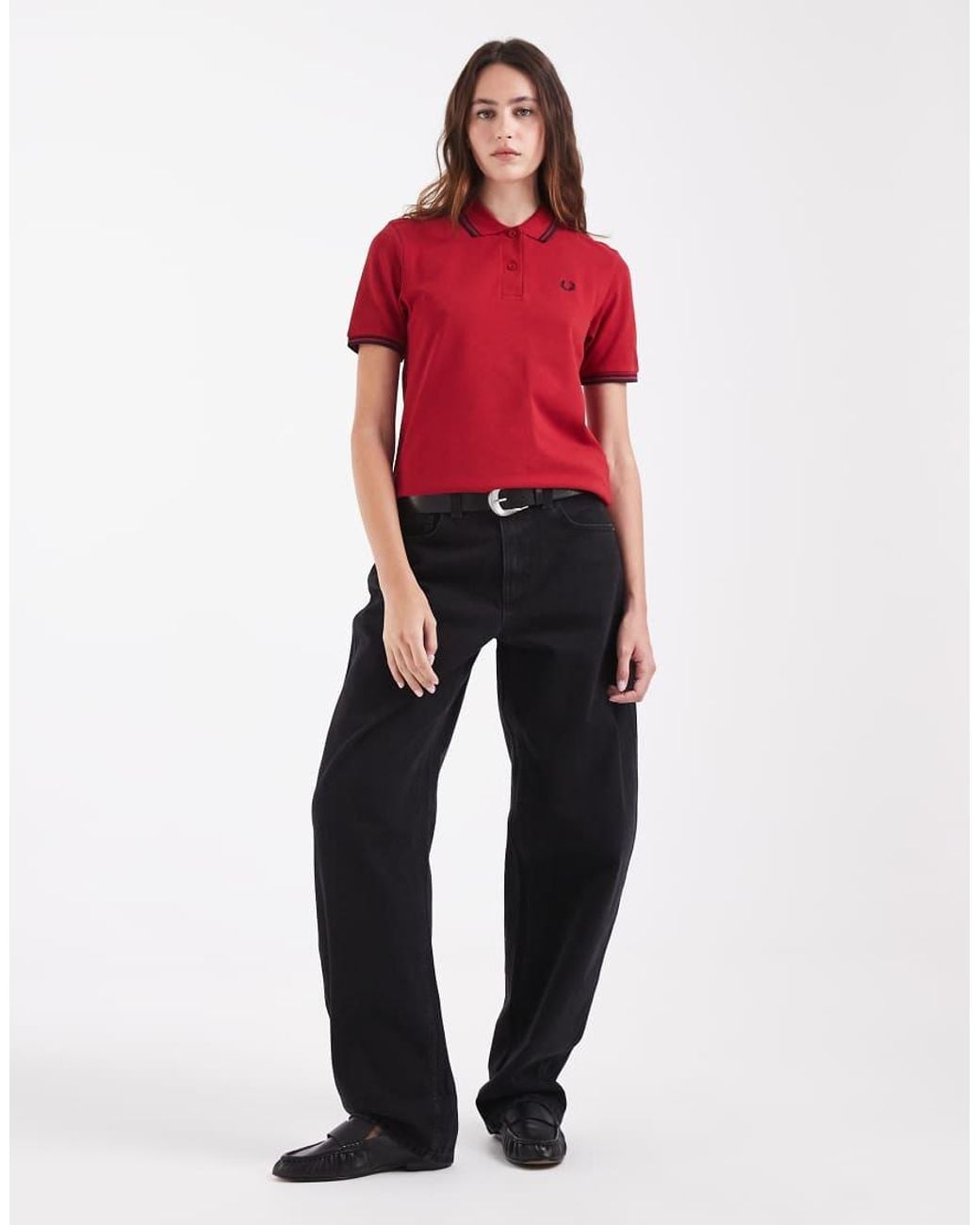 Fred Perry Red F Perry Short Sleeve Twin Tipped Logo Polo Shirt