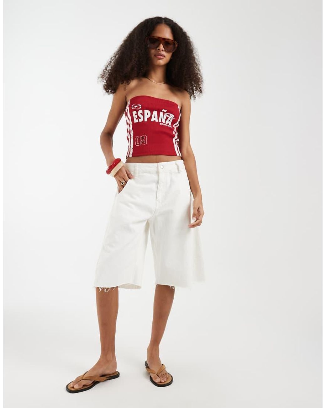 JJXX Red Spain Ribbed Bandeau