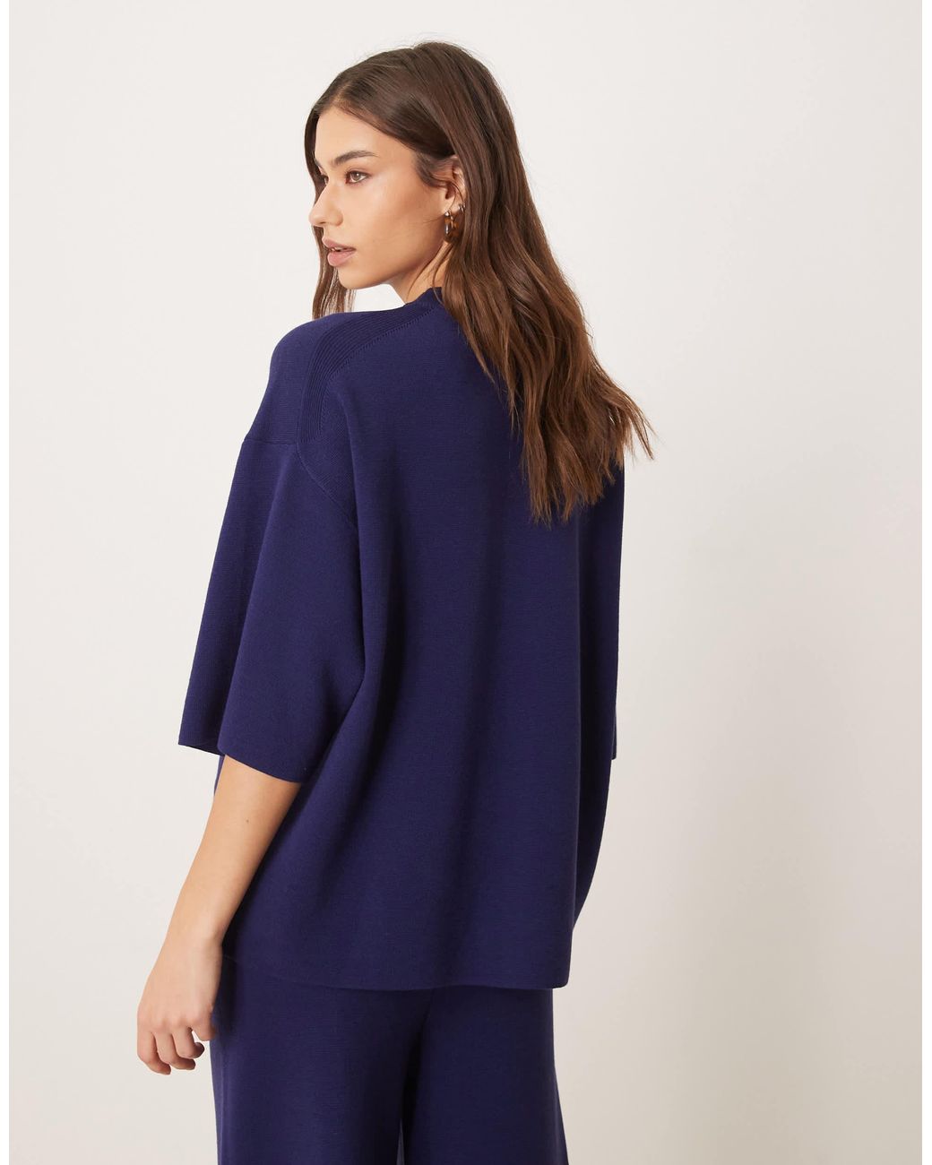 ASOS Blue – oversize-t-shirt aus strukturiertem kompaktstrick