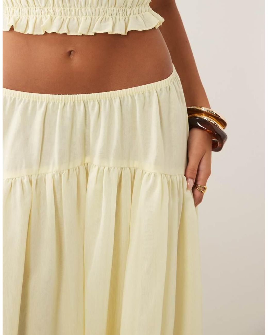 ASOS Natural Shirred Co-ord Volume Maxi Skirt