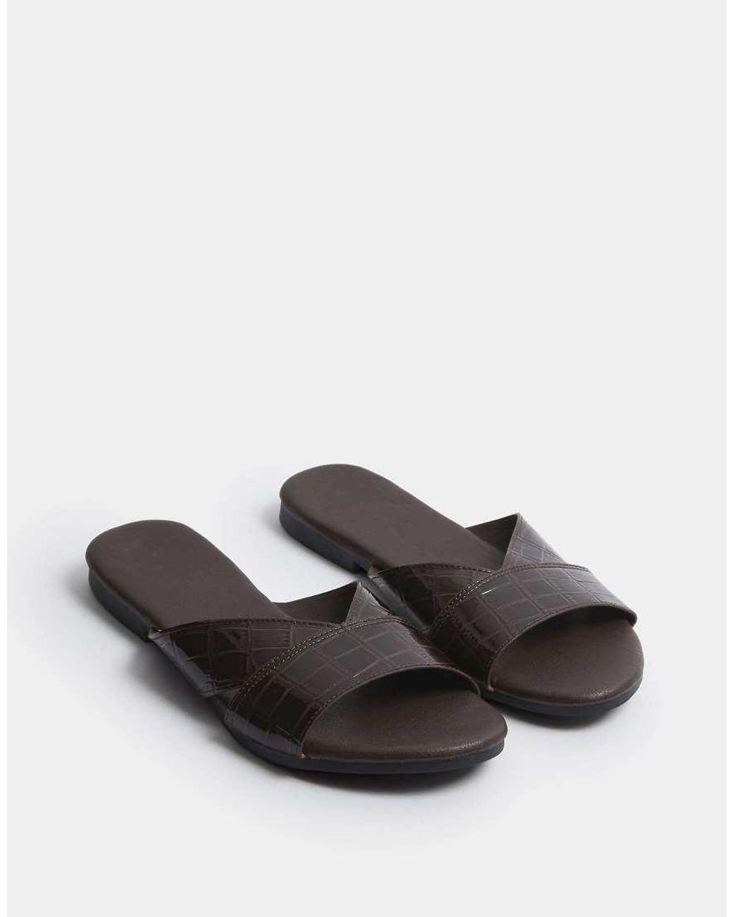 Yours Clothing Black Wide Fit Faux Leather Mule Sandals