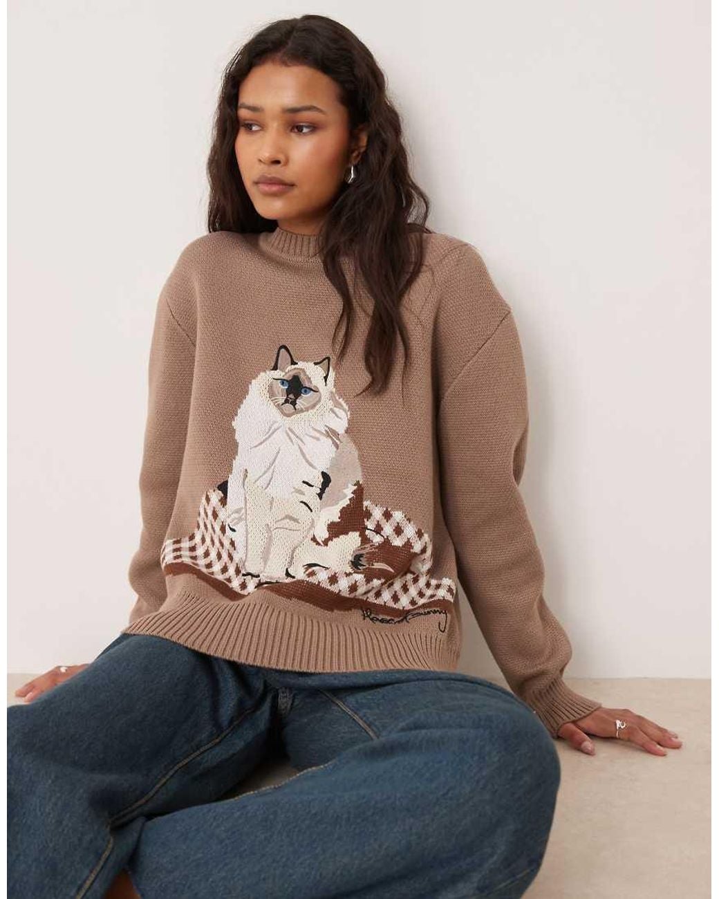 House Of Sunny Brown Ragdoll Cat Crew Neck Jumper