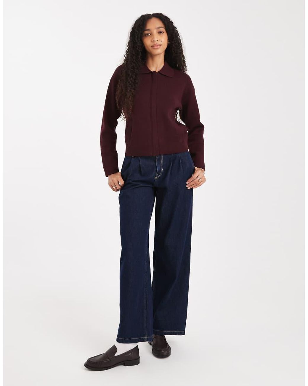 New Look Purple Zip Through Colla Cardigan