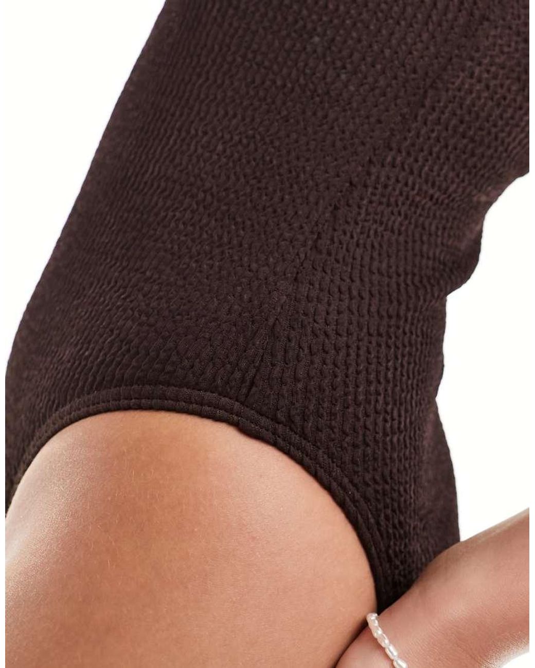 South Beach Black Low Back Crinkle Swimsuit
