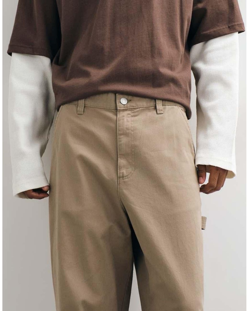 Cotton On Natural Super Baggy Worker Trouser for men