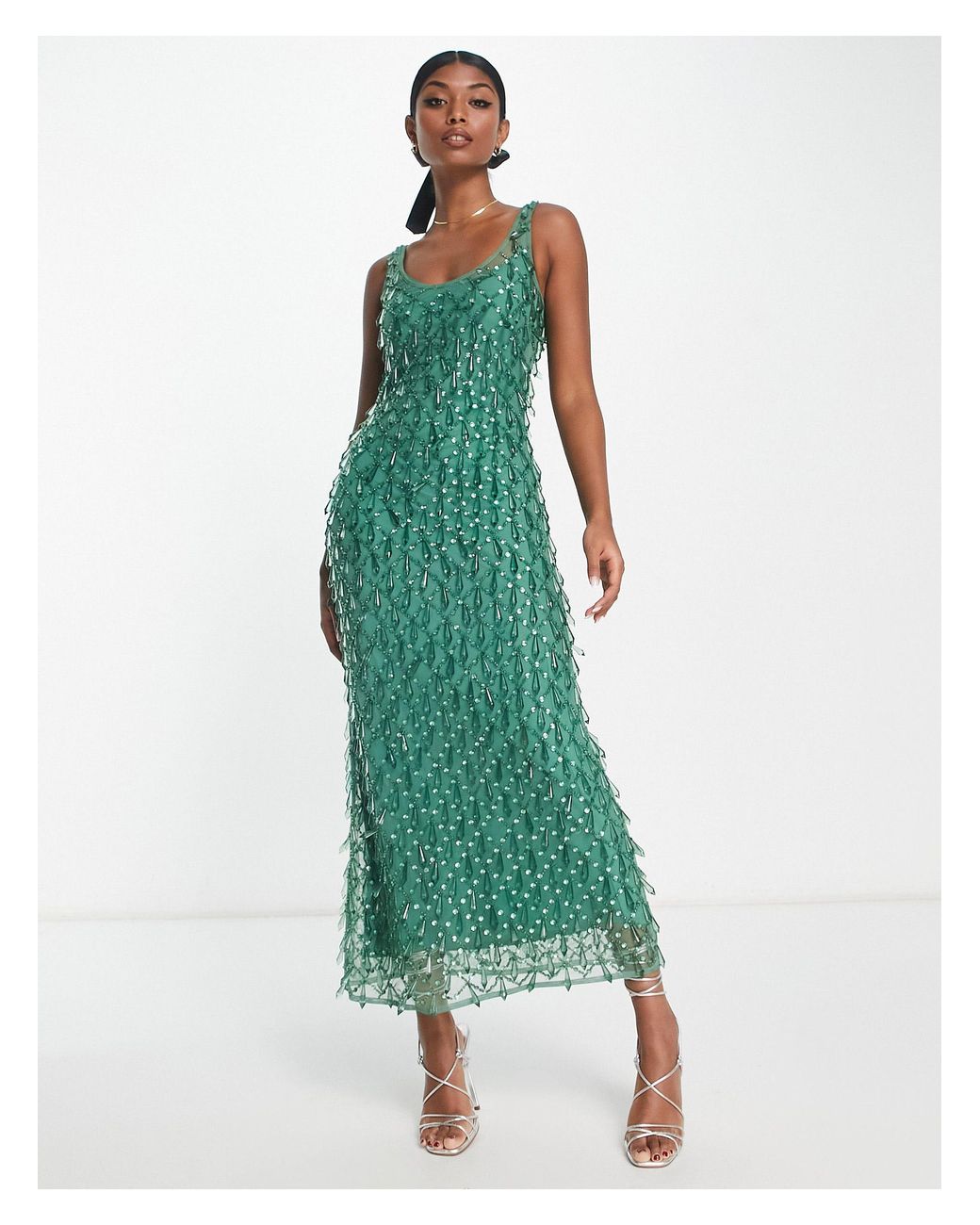 Embellished green maxi clearance dress