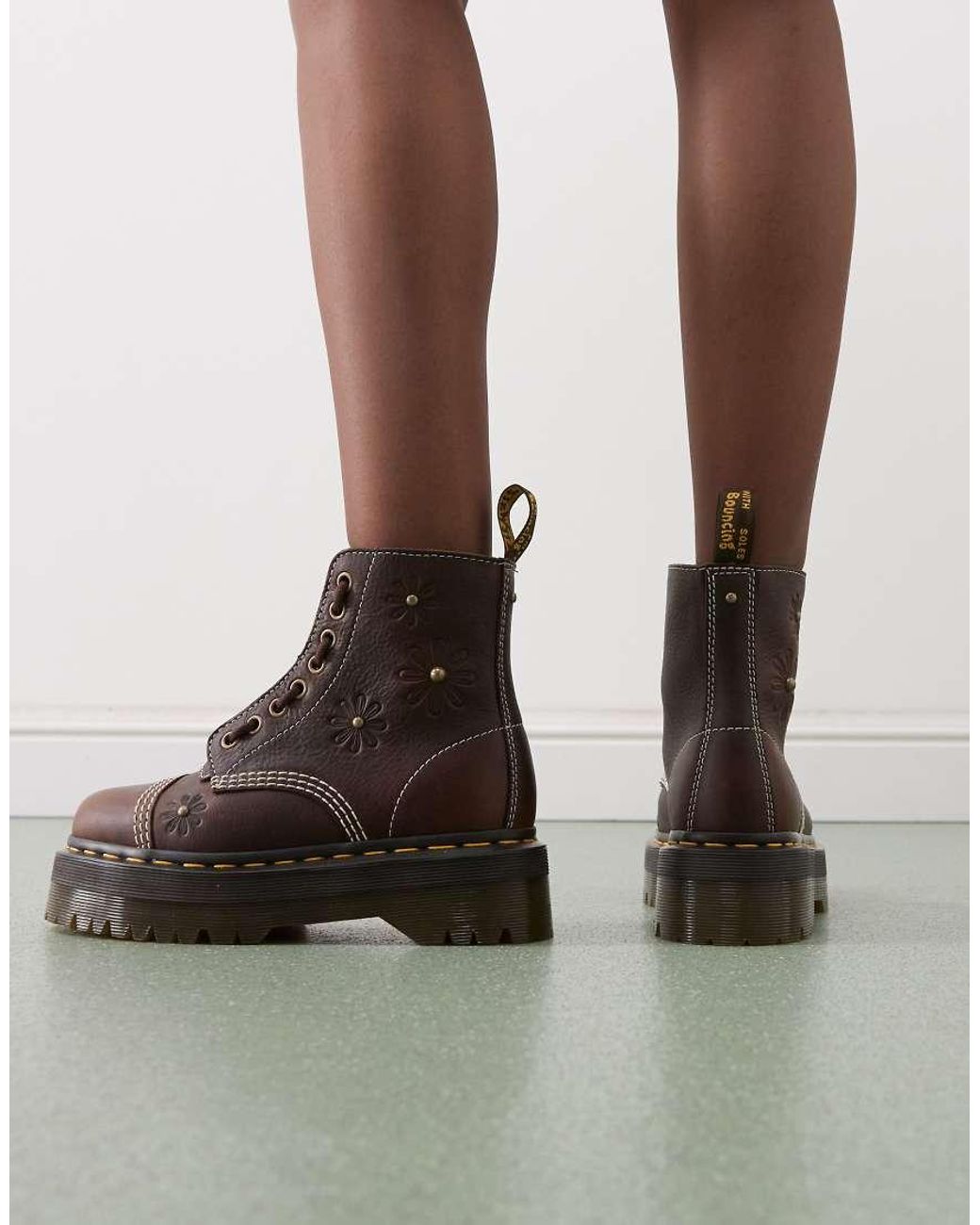 Dr. Martens Brown Sinclair Embossed Floral Boot
