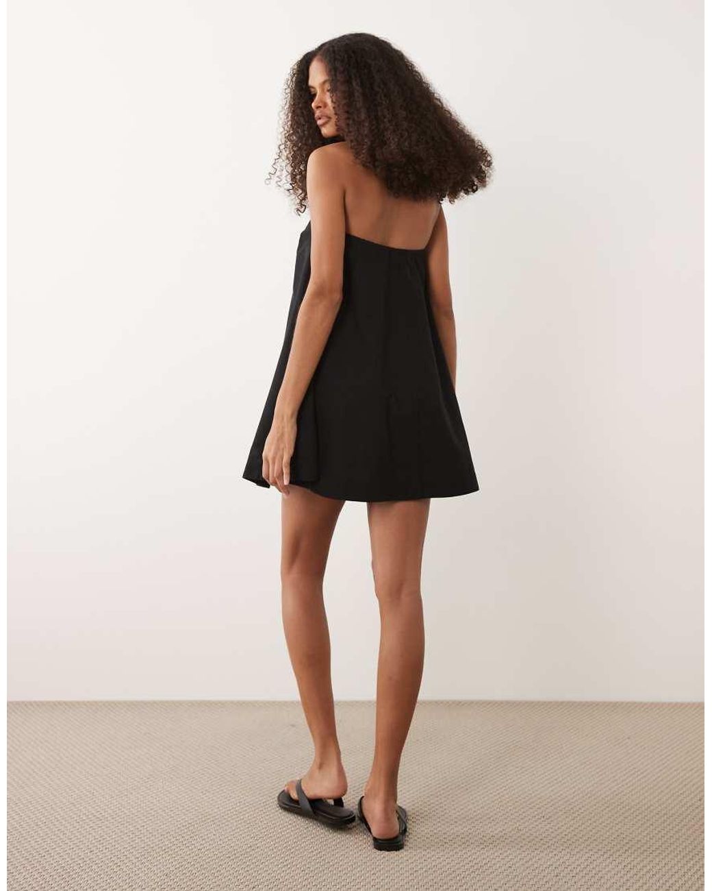 ASOS Black Cotton Linen Bandeau Mini Sundress