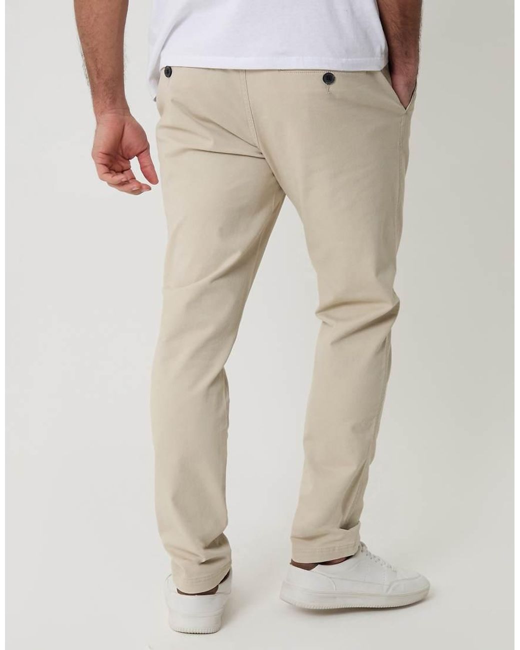 Threadbare Natural Cotton Slim Fit Chino Trousers With Stretch for men