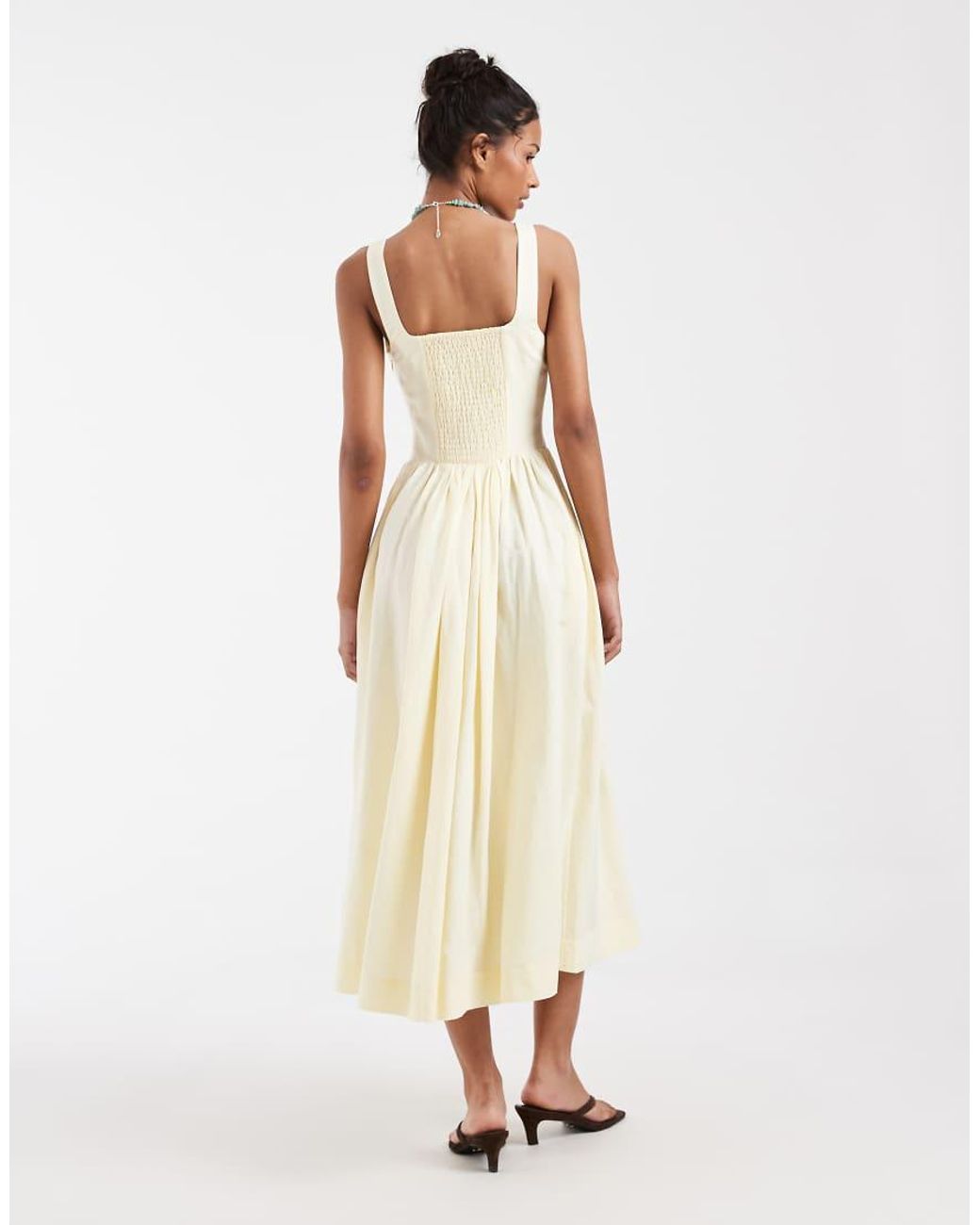 & Other Stories Natural Fitted Bodice Linen Blend Maxi Dress