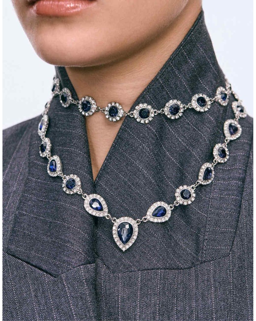 Stradivarius White Jewelled Necklace