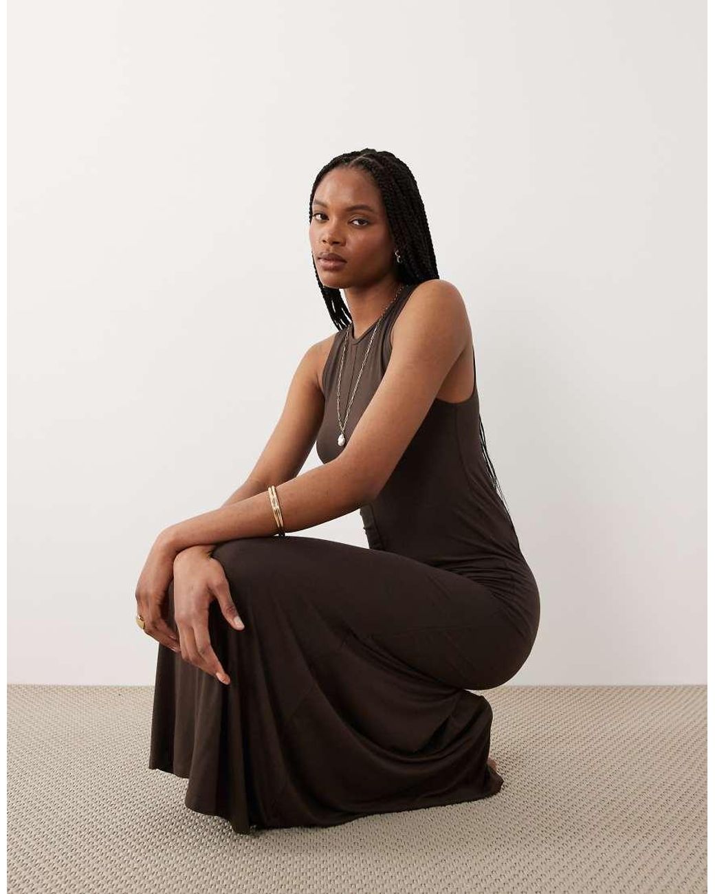 JDY Tall Brown Sleeveless Midaxi Dress