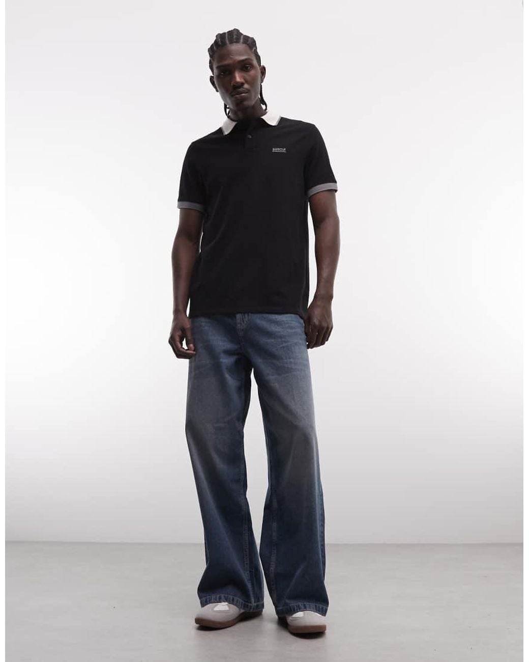 Barbour Blue Howall Short Sleeve Tipped Logo Polo Shirt for men
