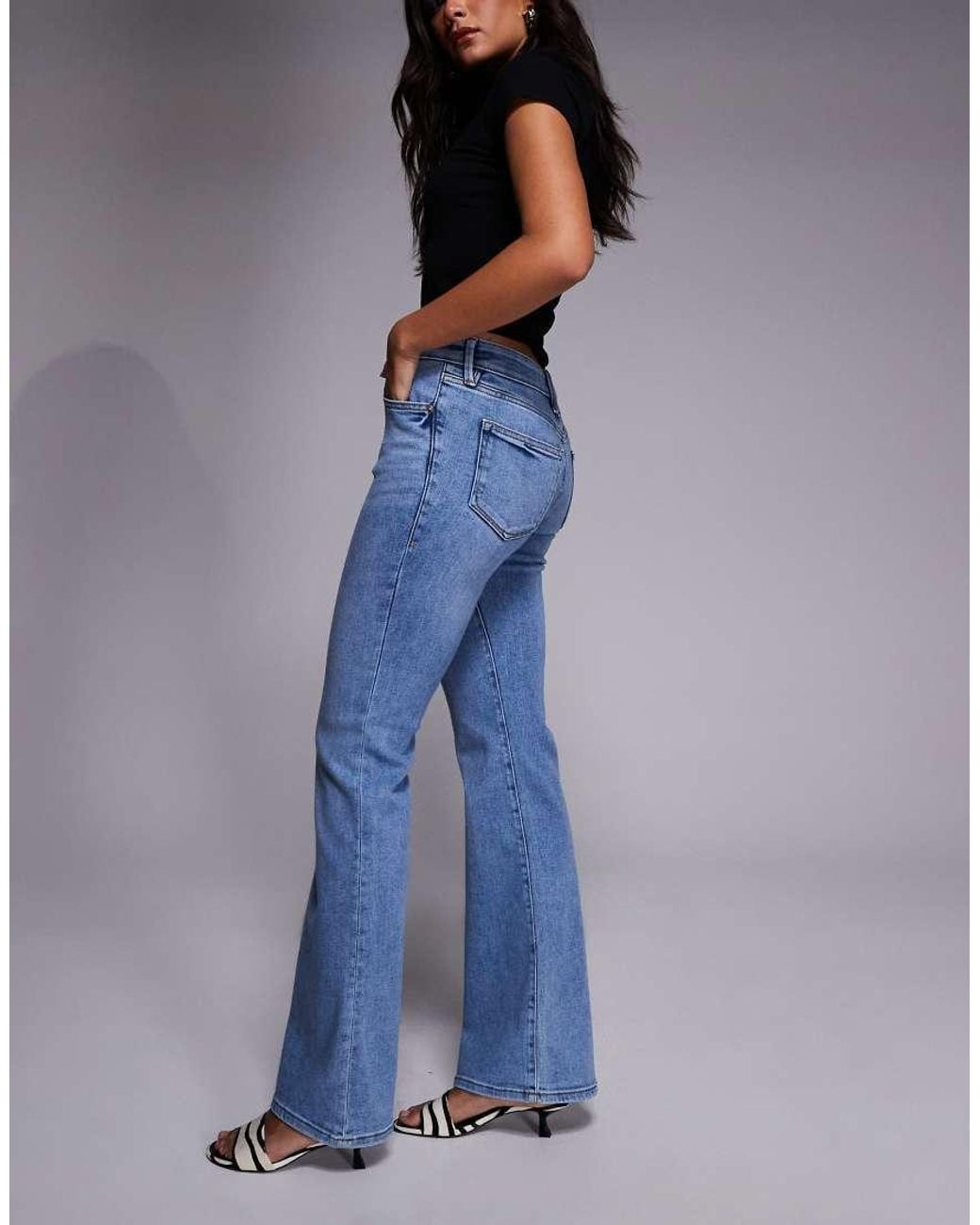 GOOD AMERICAN Blue Low Rise Boot Cut Jeans
