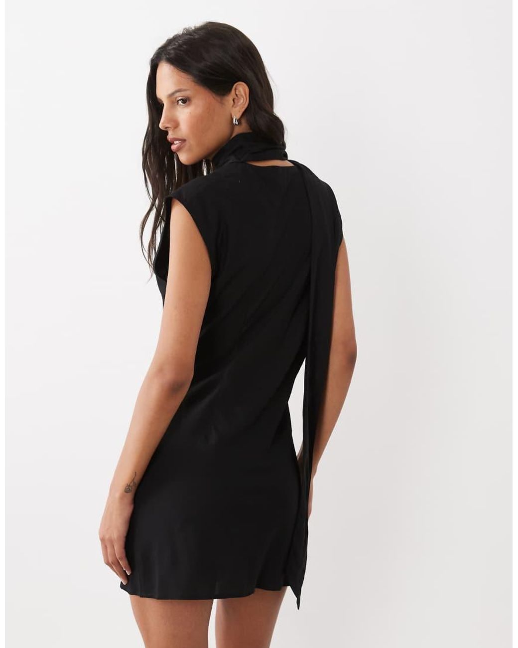 ASOS Black Scarf Detail Mini Dress