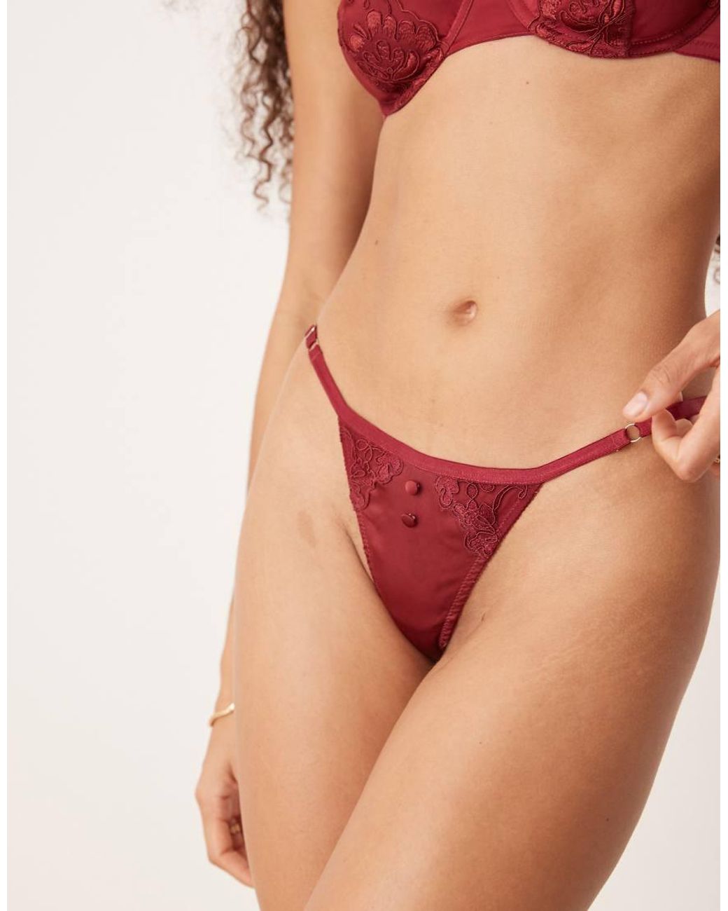 KAT THE LABEL Pink Dylan Satin Lace Thong